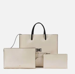 Borse A Mano|Elisabetta Franchi 24/7 Maxi Bag 10/20 Cream/Nero