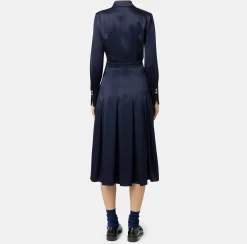 Abiti Midi|Abiti|Elisabetta Franchi Abito chemisier in crêpe con tasche Navy