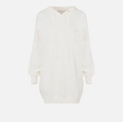 Mini Abiti|Abiti In Maglia|Elisabetta Franchi Abito felpa in viscosa con ricamo logo Avorio