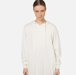 Mini Abiti|Abiti In Maglia|Elisabetta Franchi Abito felpa in viscosa con ricamo logo Avorio