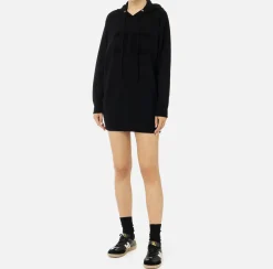 Mini Abiti|Abiti In Maglia|Elisabetta Franchi Abito felpa in viscosa con ricamo logo Nero
