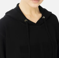 Mini Abiti|Abiti In Maglia|Elisabetta Franchi Abito felpa in viscosa con ricamo logo Nero