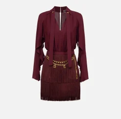 Mini Abiti|Abiti|Elisabetta Franchi Abito frange con camicia e foulard RougeNoir