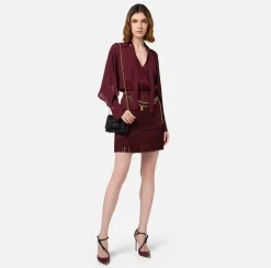 Mini Abiti|Abiti|Elisabetta Franchi Abito frange con camicia e foulard RougeNoir