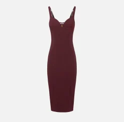 Abiti Midi|Abiti Tubino|Elisabetta Franchi Abito midi in crêpe stretch taglio coppe RougeNoir