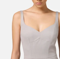 Abiti Midi|Abiti Tubino|Elisabetta Franchi Abito midi in fresco lana mélange Perla