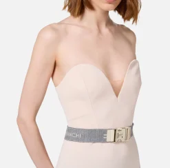 Abiti Midi|Abiti Tubino|Elisabetta Franchi Abito midi in fresco lana con cintura Lattice