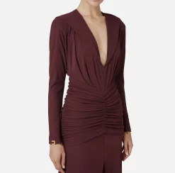 Abiti Midi|Abiti|Elisabetta Franchi Abito midi in jersey con cappuccio RougeNoir