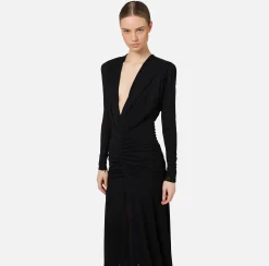 Abiti Midi|Abiti|Elisabetta Franchi Abito midi in jersey con cappuccio Nero
