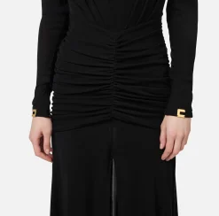 Abiti Midi|Abiti|Elisabetta Franchi Abito midi in jersey con cappuccio Nero