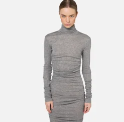 Abiti Midi|Abiti|Elisabetta Franchi Abito midi in jersey e lana con logo SteelMelange