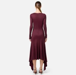 Abiti Midi|Abiti|Elisabetta Franchi Abito midi in jersey fluido con drappeggio RougeNoir