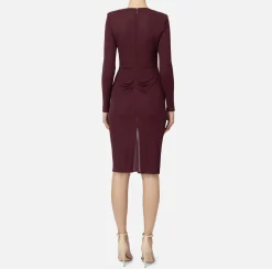 Abiti Midi|Abiti|Elisabetta Franchi Abito midi in jersey lucido con drappeggio RougeNoir