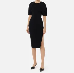 Abiti Midi|Abiti In Maglia|Elisabetta Franchi Abito midi in viscosa con dettaglio zip Nero