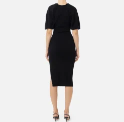 Abiti Midi|Abiti In Maglia|Elisabetta Franchi Abito midi in viscosa con dettaglio zip Nero