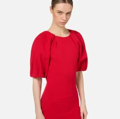 Abiti Midi|Abiti In Maglia|Elisabetta Franchi Abito midi in viscosa con dettaglio zip RedPassion