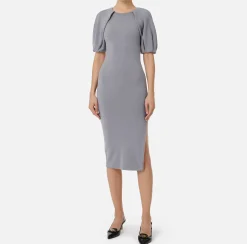 Abiti Midi|Abiti In Maglia|Elisabetta Franchi Abito midi in viscosa con dettaglio zip Steel