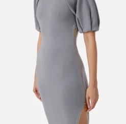 Abiti Midi|Abiti In Maglia|Elisabetta Franchi Abito midi in viscosa con dettaglio zip Steel