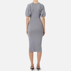 Abiti Midi|Abiti In Maglia|Elisabetta Franchi Abito midi in viscosa con dettaglio zip Steel