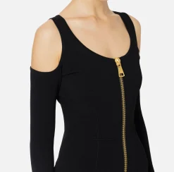 Abiti Midi|Abiti In Maglia|Elisabetta Franchi Abito midi in viscosa con zip Nero
