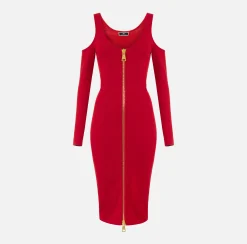 Abiti Midi|Abiti In Maglia|Elisabetta Franchi Abito midi in viscosa con zip RedPassion