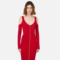 Abiti Midi|Abiti In Maglia|Elisabetta Franchi Abito midi in viscosa con zip RedPassion