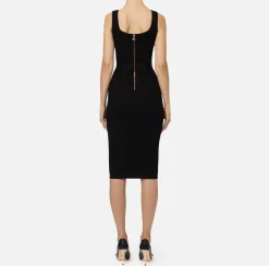 Abiti Midi|Abiti In Maglia|Elisabetta Franchi Abito midi in viscosa con catena Nero