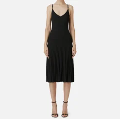 Abiti Midi|Abiti In Maglia|Elisabetta Franchi Abito midi in viscosa effetto plissé Nero