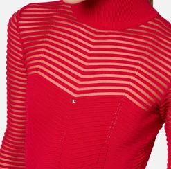 Abiti|Abiti Midi|Elisabetta Franchi Abito midi in viscosa motivo chevron RedPassion