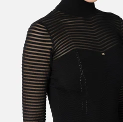 Abiti|Abiti Midi|Elisabetta Franchi Abito midi in viscosa motivo chevron Nero