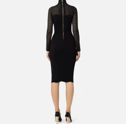 Abiti|Abiti Midi|Elisabetta Franchi Abito midi in viscosa motivo chevron Nero