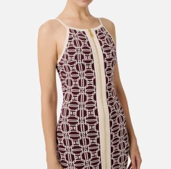 Abiti|Abiti Midi|Elisabetta Franchi Abito midi logo jacquard RougeNoir/Burro