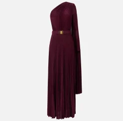 Abiti Red Carpet|Red Carpet|Elisabetta Franchi Abito monospalla red carpet in jersey lurex plissettato RougeNoir