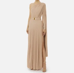 Abiti Red Carpet|Red Carpet|Elisabetta Franchi Abito monospalla red carpet in jersey lurex plissettato Carne