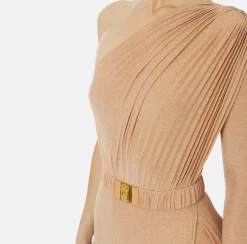 Abiti Red Carpet|Red Carpet|Elisabetta Franchi Abito monospalla red carpet in jersey lurex plissettato PeachRose