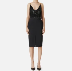 Abiti Red Carpet|Abiti Midi|Elisabetta Franchi Abito red carpet con top ricamato e gonna in jersey lurex Nero