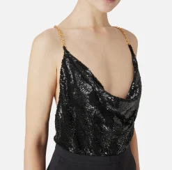 Abiti Red Carpet|Abiti Midi|Elisabetta Franchi Abito red carpet con top ricamato e gonna in jersey lurex Nero