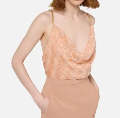 Abiti Red Carpet|Abiti Midi|Elisabetta Franchi Abito red carpet con top ricamato e gonna in jersey lurex Carne