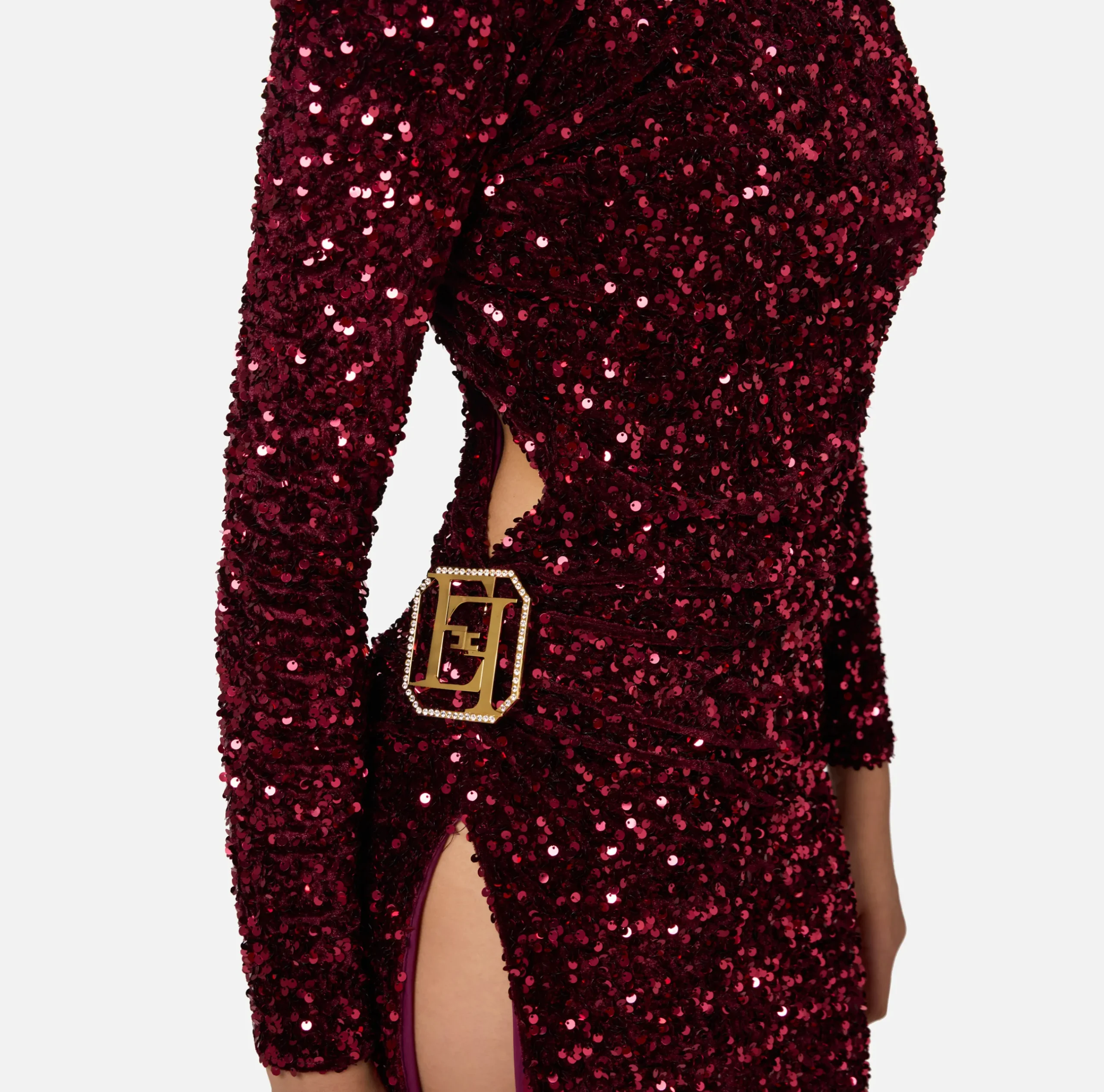 Abiti Red Carpet|Red Carpet|Elisabetta Franchi Abito red carpet in ciniglia ricamata con pailettes RougeNoir