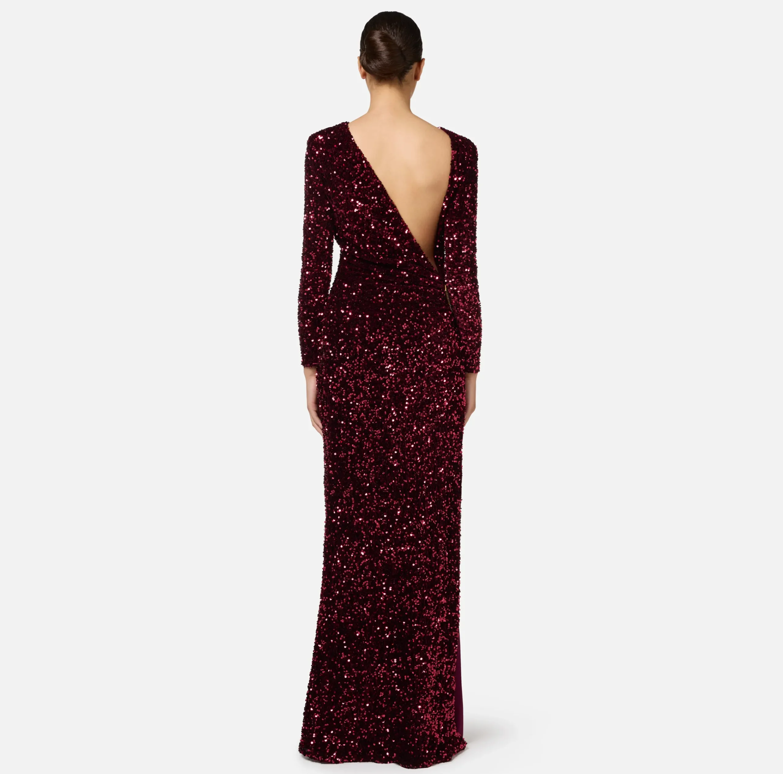 Abiti Red Carpet|Red Carpet|Elisabetta Franchi Abito red carpet in ciniglia ricamata con pailettes RougeNoir