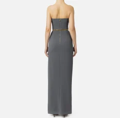 Abiti Red Carpet|Red Carpet|Elisabetta Franchi Abito red carpet in crêpe con scollo bustier Steel