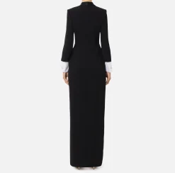 Abiti Red Carpet|Red Carpet|Elisabetta Franchi Abito red carpet in crêpe con revers in raso Nero