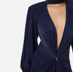 Abiti Red Carpet|Red Carpet|Elisabetta Franchi Abito red carpet in jersey cupro con nodo Navy