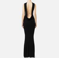 Abiti Red Carpet|Red Carpet|Elisabetta Franchi Abito red carpet in jersey con collana sulla schiena Nero