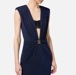 Abiti Red Carpet|Red Carpet|Elisabetta Franchi Abito red carpet in jersey lurex con reggiseno Navy/Nero