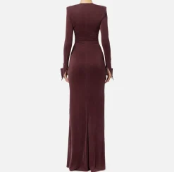 Abiti Red Carpet|Red Carpet|Elisabetta Franchi Abito red carpet in jersey drappeggiato con fusciacca RougeNoir/Burro