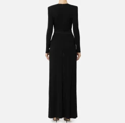 Abiti Red Carpet|Red Carpet|Elisabetta Franchi Abito red carpet in jersey con ampio spacco centrale Nero