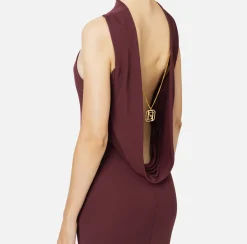 Abiti Red Carpet|Red Carpet|Elisabetta Franchi Abito red carpet in jersey con collana sulla schiena RougeNoir