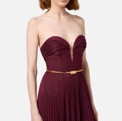 Abiti Red Carpet|Red Carpet|Elisabetta Franchi Abito red carpet in jersey lurex plissettato con cintura RougeNoir