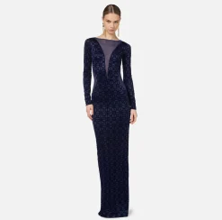 Abiti Red Carpet|Red Carpet|Elisabetta Franchi Abito red carpet in lycra flock e tulle Navy